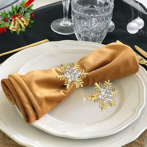 ZeeDix Christmas Flower Napkin Rings Set of 8, Silver Lotus Elegant Rhinestone Napkin Ring Serviette Buckles Holder for Wedding Birthday Christmas Holiday Party Home Kitchen Dinner Table Decoration in Kuwait