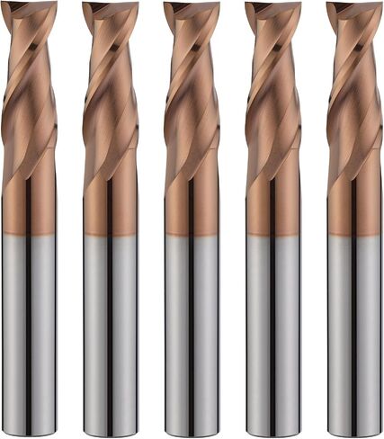 2 Flute 1/4" Carbide Square End Mill 5PCS Micrograin Milling Bits Sets TISIN Coating CNC Router Bit for Steel in Kuwait
