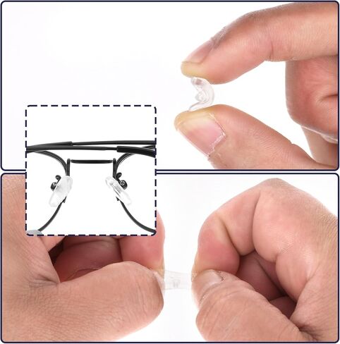 Eyeglass Nose Pads, 20 Pairs Anti Slip Screw-in Eyeglass Nose Pads Soft Silicone Thin Glasses Nose Pad Replacement Kit with Silver Screws for Glasses Sunglasses in Saudi Arabia