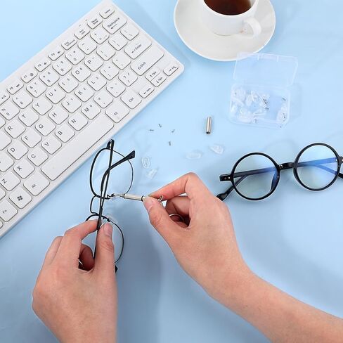 Eyeglass Nose Pads, 20 Pairs Anti Slip Screw-in Eyeglass Nose Pads Soft Silicone Thin Glasses Nose Pad Replacement Kit with Silver Screws for Glasses Sunglasses in Saudi Arabia