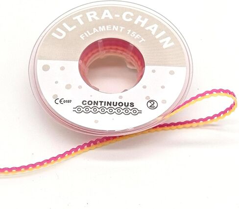 Dental Orthodontic Power Chain Mixed Color Spool Elastic Rubber Bands for Teeth Braces, 15ft/Roll (Yellow&Pink, Long) in Saudi Arabia