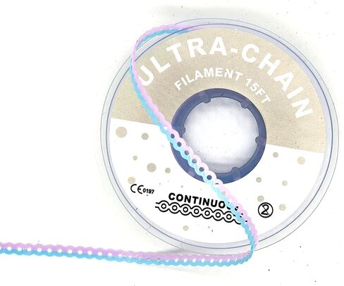 Dental Orthodontic Power Chain Mixed Color Spool Elastic Rubber Bands for Teeth Braces, 15ft/Roll (Yellow&Pink, Long) in Saudi Arabia