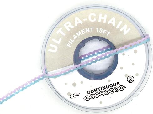 Dental Orthodontic Power Chain Mixed Color Spool Elastic Rubber Bands for Teeth Braces, 15ft/Roll (Yellow&Pink, Long) in Saudi Arabia