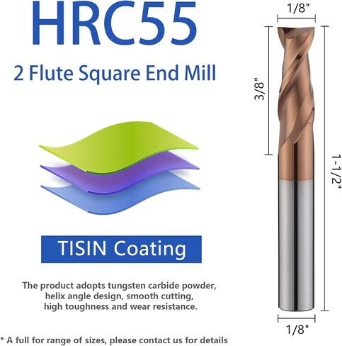 2 Flute 1/4" Carbide Square End Mill 5PCS Micrograin Milling Bits Sets TISIN Coating CNC Router Bit for Steel in Kuwait