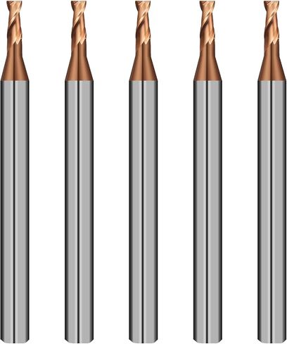 2 Flute 1/4" Carbide Square End Mill 5PCS Micrograin Milling Bits Sets TISIN Coating CNC Router Bit for Steel in Kuwait