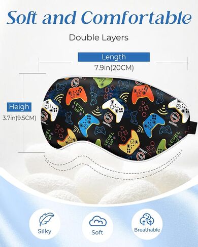 Kids Sleep Mask - Silk Sleep Mask for Kids Cute Cartoon Cool Kawaii Sleep Mask Kids for Boys Girls Teens Soft Smooth Lightweight Adjustable Straps Mulberry Silk Kids Eye Mask, My World in Saudi Arabia