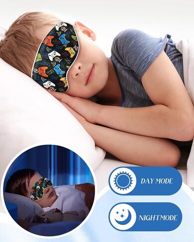 Kids Sleep Mask - Silk Sleep Mask for Kids Cute Cartoon Cool Kawaii Sleep Mask Kids for Boys Girls Teens Soft Smooth Lightweight Adjustable Straps Mulberry Silk Kids Eye Mask, My World in Saudi Arabia