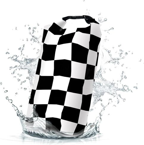 Waterproof Dry Bag,Roll Top Black and White Checkered Flag Small Waterproof Backpack 5L/10L/20L Floating and Lightweight Bags for Kayaking, Boating, Fishing, Swimming and Camping in Saudi Arabia