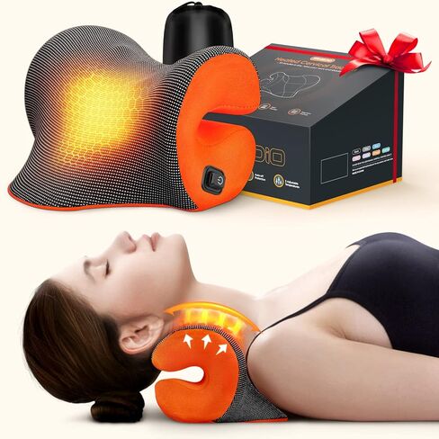 Famedio Heated Neck Stretcher, Cervical Neck Support Pillow (Bright Orange) in Saudi Arabia