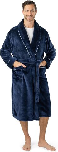 PAVILIA Fleece Mens Robe, Plush Flannel Robe for Men, Soft Bathrobe Mens Long Spa Robe in Kuwait