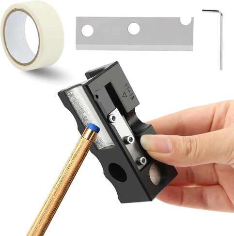 JIANWEI 11-in-1 Aluminum Pool Cue Tip Shaper, Portable Billiard Cue Tip Repair Tool with Tape, Pool Cue Shaper Accessories for Replacement and Shaping Cue Tips(Black) in Saudi Arabia