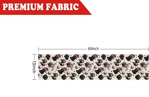 Gothic Decor Christmas Table Runner Black Cat Skeleton Snowflake Winter Xmas Kitchen Dining Home Room Vintage Decorations Christmas Party Supplies 13x72 Inch in Saudi Arabia