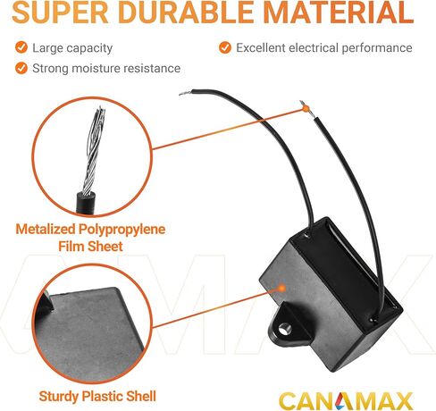 CBB61 5μF 5uf 2-Wire 250V 450V AC مكثف مروحة السقف من BlueStars - مولد محرك مضخة المروحة الكهربائية - 50/60 هرتز - 2 سلك توصيل الطاقة الكهربائية in Kuwait
