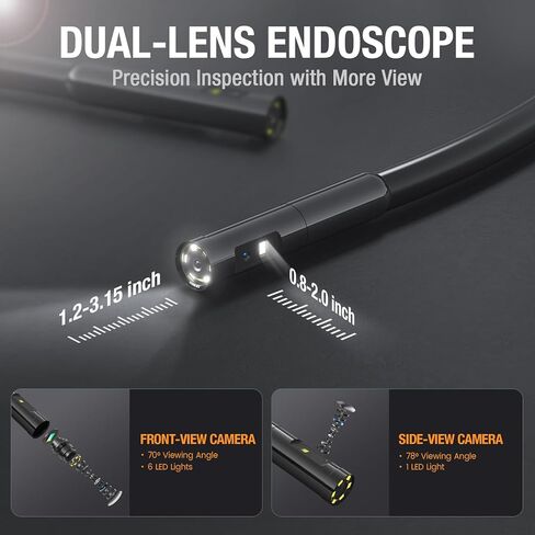 Inspection Camera, Dual Lens Inspection Camera with Light, NTS430 Teslong Borescope, IP67 Waterproof Flexible Cable Sewer Camera, 1080P HD Borescope Inspection Camera with 7 LED Lights(3.3FT) in Saudi Arabia