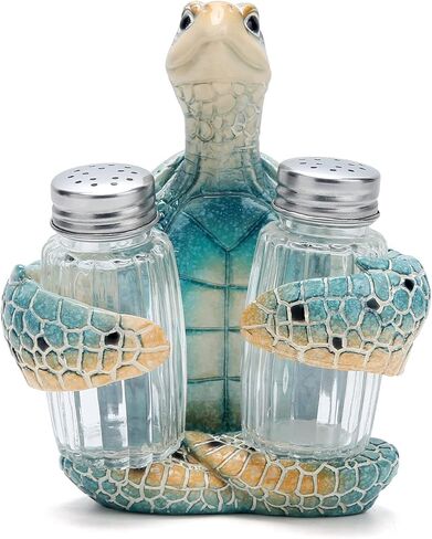 Hodao ocean animals indoor home decorations sea turtle decorative figurines kitchen organization and storage-Ocean Theme kitchen decor salt and pepper shakers holder set ocean animal gifts (Turtle) in Saudi Arabia