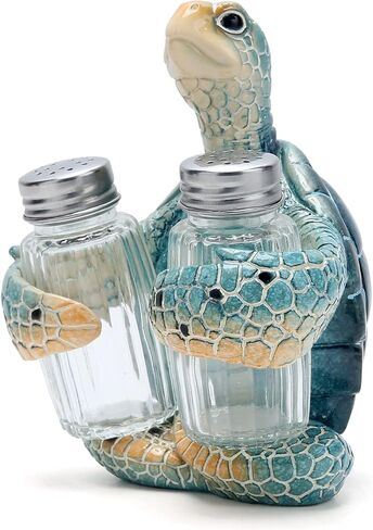 Hodao ocean animals indoor home decorations sea turtle decorative figurines kitchen organization and storage-Ocean Theme kitchen decor salt and pepper shakers holder set ocean animal gifts (Turtle) in Saudi Arabia