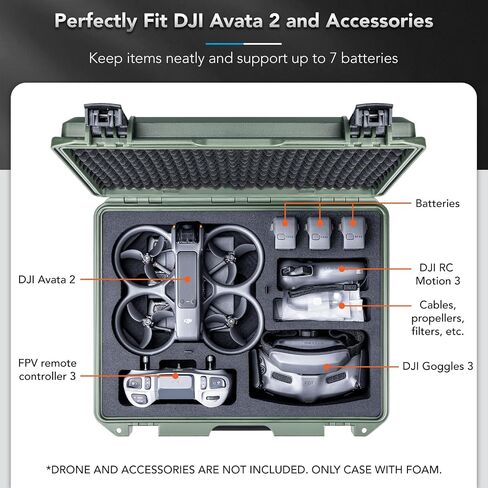 Lykus Titan AT200 حافظة صلبة مقاومة للماء لـ DJI Avata 2، Goggles 3، RC Motion 3، FPV Remote Controller 3، تدعم ما يصل إلى 7 بطاريات [الجراب فقط] in Kuwait