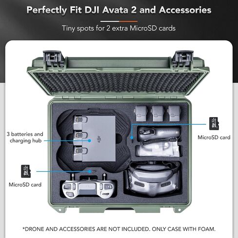 Lykus Titan AT200 حافظة صلبة مقاومة للماء لـ DJI Avata 2، Goggles 3، RC Motion 3، FPV Remote Controller 3، تدعم ما يصل إلى 7 بطاريات [الجراب فقط] in Kuwait