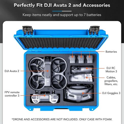 Lykus Titan AT200 حافظة صلبة مقاومة للماء لـ DJI Avata 2، Goggles 3، RC Motion 3، FPV Remote Controller 3، تدعم ما يصل إلى 7 بطاريات [الجراب فقط] in Kuwait