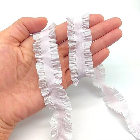 Lmlliang10Yards 0.5inch Elastic Lace Trim, Stretch Cotton Ribbon Soft Frilly Elastic Trim for Sewing, Lingerie,Thongs and DIY Crafts and Sewing Offering(White) in Saudi Arabia
