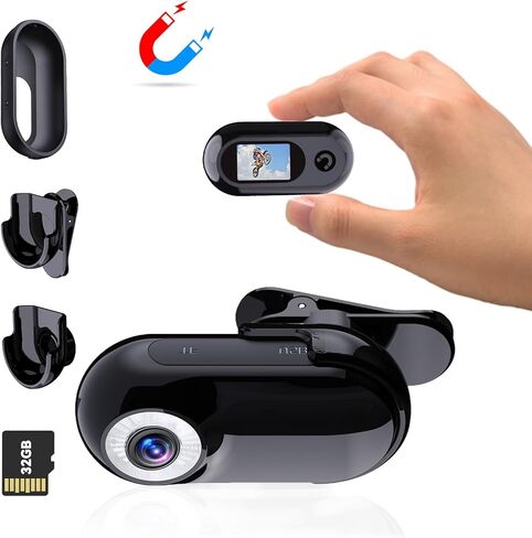 كاميرا Mini Action بدقة 1080 بكسل مع بطاقة سعة 32 جيجابايت وجيب كاميرا رياضية يمكن ارتداؤها وكاميرا خوذة وكاميرا تسجيل فيديو وكاميرا متعددة الوظائف وكاميرا جيب صغيرة وكاميرا جيب (أسود) in Kuwait