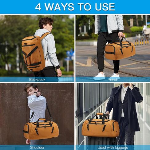 Travel Duffle Bag Backpack with Shoes Compartment & Wet Pocket for Men 40L Medium Sports Gym Duffel Bag with Back Straps 22 Inch Airplane Approval Weekender Overnight Bag for Women, Black in Saudi Arabia