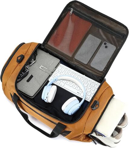 Travel Duffle Bag Backpack with Shoes Compartment & Wet Pocket for Men 40L Medium Sports Gym Duffel Bag with Back Straps 22 Inch Airplane Approval Weekender Overnight Bag for Women, Black in Saudi Arabia