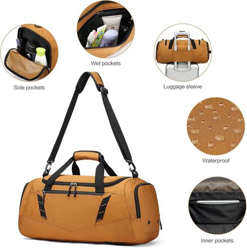 Travel Duffle Bag Backpack with Shoes Compartment & Wet Pocket for Men 40L Medium Sports Gym Duffel Bag with Back Straps 22 Inch Airplane Approval Weekender Overnight Bag for Women, Black in Saudi Arabia