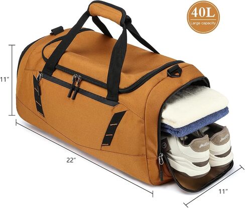 Travel Duffle Bag Backpack with Shoes Compartment & Wet Pocket for Men 40L Medium Sports Gym Duffel Bag with Back Straps 22 Inch Airplane Approval Weekender Overnight Bag for Women, Black in Saudi Arabia