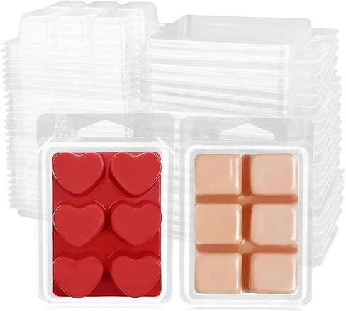150 Pack Wax Melt Clamshells Molds, 6-Cavity Clear Empty Plastic Round Shape Cube Wax Melt Container for DIY Wax Melt Candles Wickless Tarts Candles (Round) in Saudi Arabia