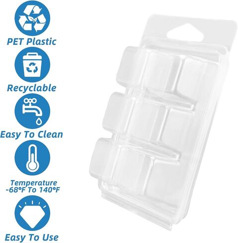 150 Pack Wax Melt Clamshells Molds, 6-Cavity Clear Empty Plastic Round Shape Cube Wax Melt Container for DIY Wax Melt Candles Wickless Tarts Candles (Round) in Saudi Arabia