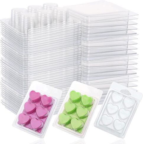 150 Pack Wax Melt Clamshells Molds, 6-Cavity Clear Empty Plastic Round Shape Cube Wax Melt Container for DIY Wax Melt Candles Wickless Tarts Candles (Round) in Saudi Arabia