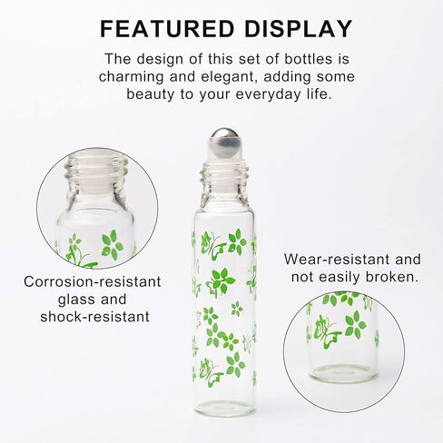 زجاجات دوارة زجاجية قابلة لإعادة الملء سعة 10 مل من JIUWU، 12 قطعة من الزجاج الأخضر على زجاجات قوارير زجاجية عطرية فارغة من الزيوت العطرية، وفتاحة قطارة قمع تتضمن in Kuwait