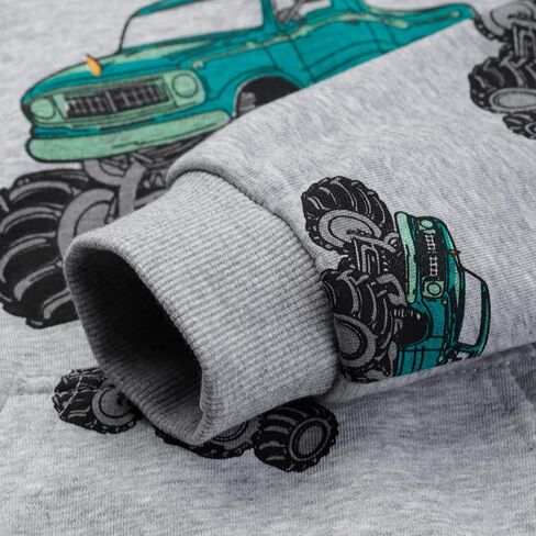 NUBEEHOHO Toddler Boy Hoodie Sweatshirt - Pullover Dinosaur Long Sleeve Shirt Fire Truck Print Kids Winter Clothes 2T-7T in Kuwait