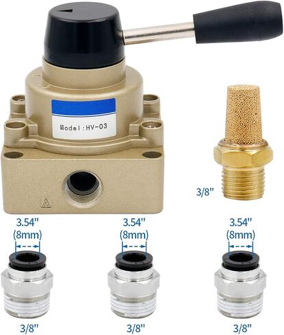 Baomain Rotary lever hand valve HV-03 PT3/8 3 Position 4 Way Pneumatic Air Flow Control in Saudi Arabia