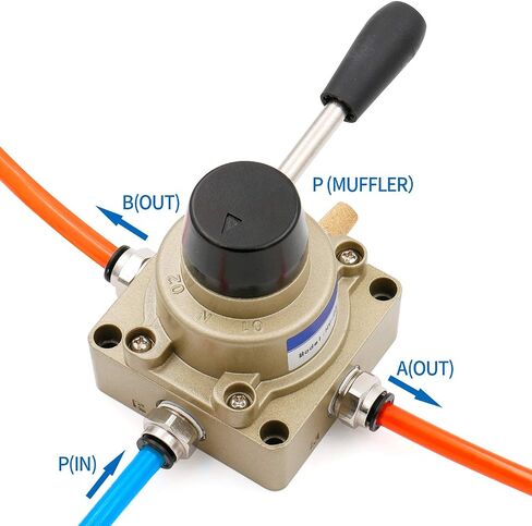 Baomain Rotary lever hand valve HV-03 PT3/8 3 Position 4 Way Pneumatic Air Flow Control in Saudi Arabia