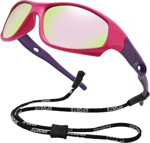 COOLSOME Kids Flexible Polarized UV Protection Sunglasses for Boys Girls Age 3-10 with Strap in Kuwait