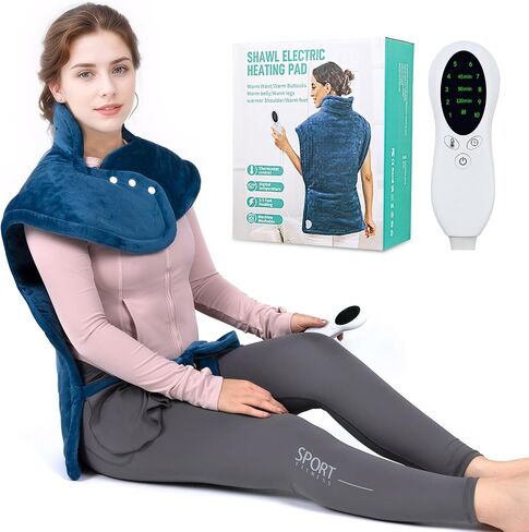 وسادة تدفئة مرجحة للرقبة والأكتاف والظهر، وسادة تدفئة للرقبة مقاس 22 بوصة × 37.4 بوصة XXL لتخفيف الآلام، مع 10 خيارات للحرارة و3 مؤقت إيقاف تلقائي، هدايا عيد الميلاد للنساء والرجال والأم والأب (أزرق) in Saudi Arabia