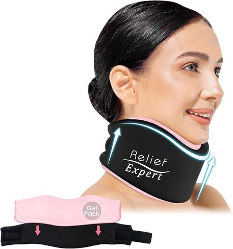 دعامة رقبة خبيرة لتخفيف آلام الرقبة ودعمها، طوق عنق الرحم الناعم مع حزمة جل علاجية ساخنة وباردة قابلة لإعادة الاستخدام، دعامة دعم للرقبة قابلة للتعديل للنوم، حزمة ثلج للرقبة لتخفيف الألم in Kuwait