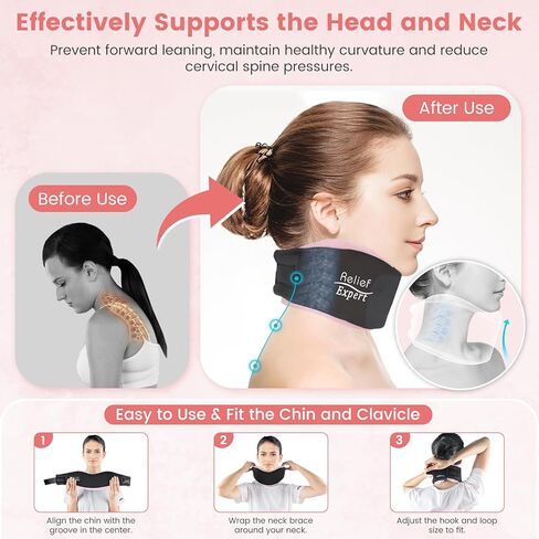 دعامة رقبة خبيرة لتخفيف آلام الرقبة ودعمها، طوق عنق الرحم الناعم مع حزمة جل علاجية ساخنة وباردة قابلة لإعادة الاستخدام، دعامة دعم للرقبة قابلة للتعديل للنوم، حزمة ثلج للرقبة لتخفيف الألم in Kuwait