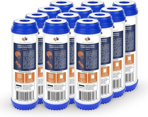Aquaboon Universal 10 x 2.5 inch Coconut Shell GAC Cartridge | 5 Micron Granular Activated Carbon Water Filter Replacement | Compatible with C-10, WFPFC9001, AP117, GAC-10, FXUTC, D-20A, GAC1, 4 Pack in Kuwait