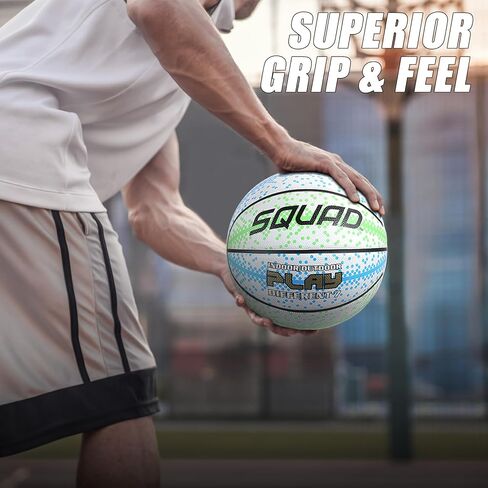 SQUAD Ultra Grip Foam Rubber Basketball Size 7 (29.5") - Improved Durable Bounce for Outdoor Play - Deep Channel Construction for Easy Control with Pump Included in Saudi Arabia