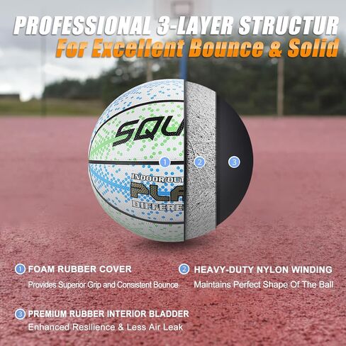 SQUAD Ultra Grip Foam Rubber Basketball Size 7 (29.5") - Improved Durable Bounce for Outdoor Play - Deep Channel Construction for Easy Control with Pump Included in Saudi Arabia