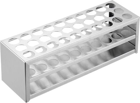 PATIKIL 30 Holes Test Tube Rack, 0.83"(21mm) Round Hole 304 Stainless Steel Test Tube Holder Stand Suitable for 25ml Test Tube for Laboratory Scientific Experiments, Silver Tone in Saudi Arabia