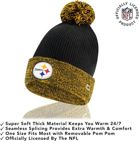 Ultra Game Youth NFL Official Super Soft Two Tone Winter Beanie Knit Hat with Extra Warm Touch Screen Gloves in Saudi Arabia