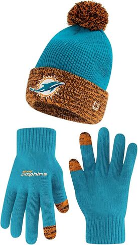 Ultra Game Youth NFL Official Super Soft Two Tone Winter Beanie Knit Hat with Extra Warm Touch Screen Gloves in Saudi Arabia