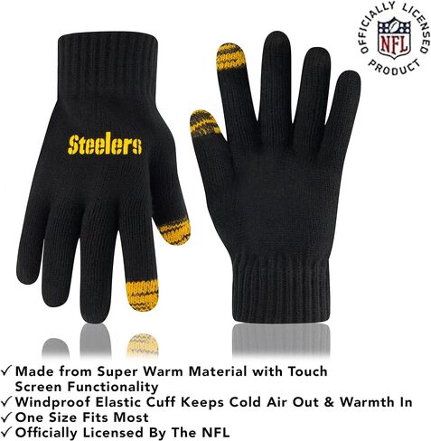 Ultra Game Youth NFL Official Super Soft Two Tone Winter Beanie Knit Hat with Extra Warm Touch Screen Gloves in Saudi Arabia