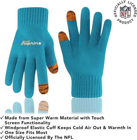Ultra Game Youth NFL Official Super Soft Two Tone Winter Beanie Knit Hat with Extra Warm Touch Screen Gloves in Saudi Arabia