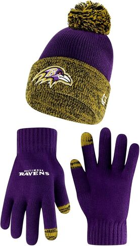 Ultra Game Youth NFL Official Super Soft Two Tone Winter Beanie Knit Hat with Extra Warm Touch Screen Gloves in Saudi Arabia