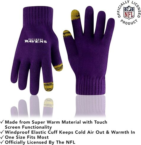 Ultra Game Youth NFL Official Super Soft Two Tone Winter Beanie Knit Hat with Extra Warm Touch Screen Gloves in Saudi Arabia